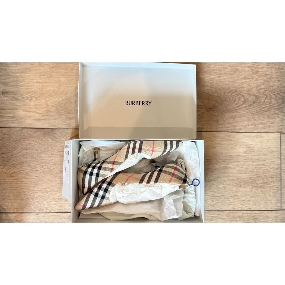Burberry Check Dame Kitten Heel Pumps Sand Beige EU 39 US 9
